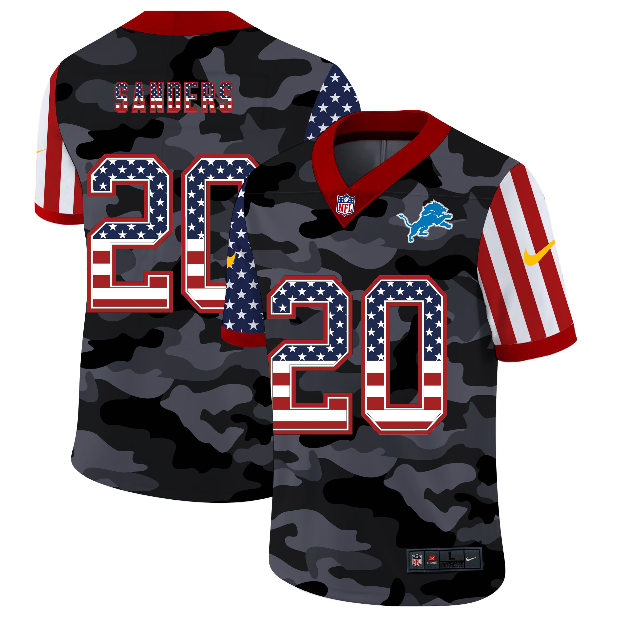 Men Detroit Lions #20 Sanders 2020 Nike USA Camo Salute to Service Limited NFL Jerseys->dallas cowboys->NFL Jersey